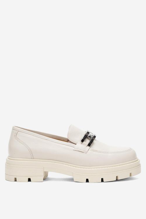 Kadın Loafer Kalın Taban Tokalı Makosen Ayakkabı BR 44282 BEJ