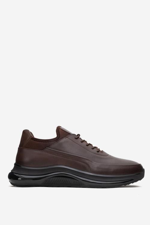 Erkek Kalın Taban Comfort Sneaker Gerçek Deri CR 2440 KAHVERENGİ