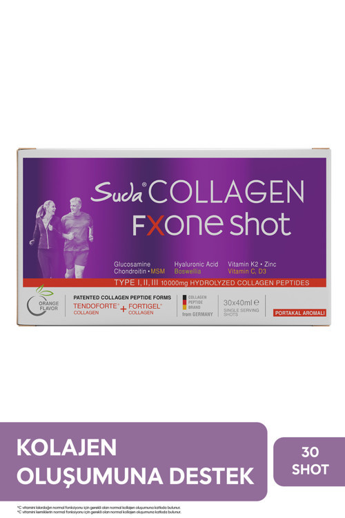 FXONE Hidrolize Kolajen,Glukozamin,Vitamin C,MSM,Boswella,Eklem- Kemik Portakal Aromalı 30Shot