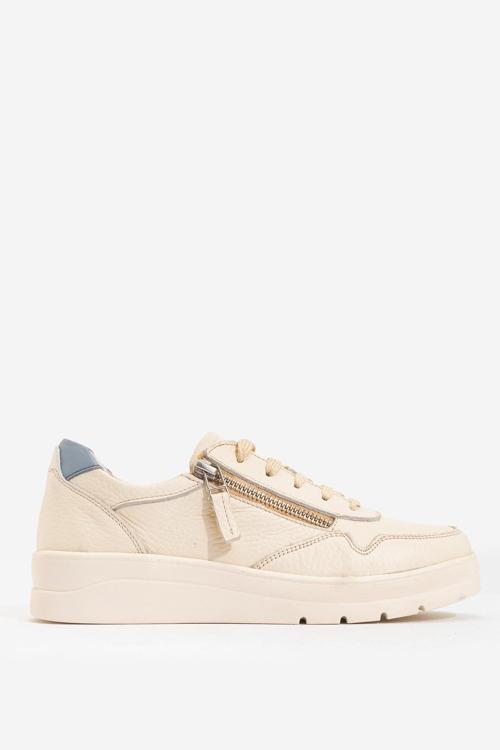 Kadın Yüksek Taban Bağcıklı Günlük Sneaker Gerçek Deri 241272 BEJ