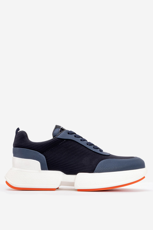 Erkek Yüksek Taban Bağcıklı Deri Comfort Sneaker MC 20276 LACİVERT