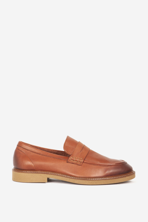 Erkek Gerçek Deri Klasik Loafer FR 242025 TABA