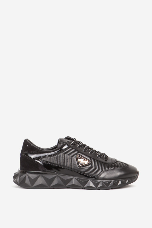Erkek Günlük Kalın Tabanlı Bağcıklı Sneaker Gerçek Deri 19498 SİYAH