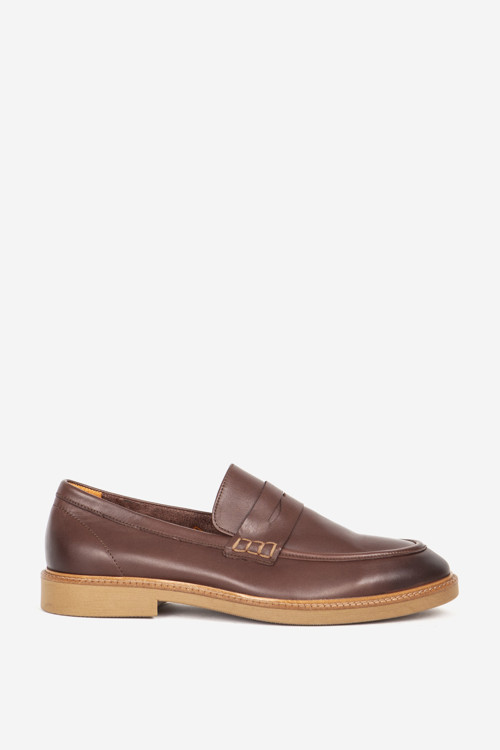 Erkek Gerçek Deri Klasik Loafer FR 242025 KAHVERENGİ