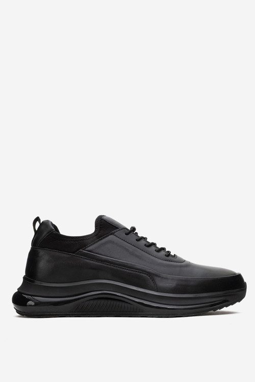 Erkek Kalın Taban Comfort Sneaker Gerçek Deri CR 2440 SİYAH