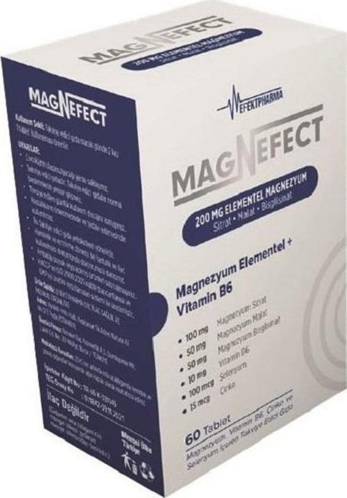 Magnefect 200 mg Elementel Magnezyum 60 Tablet