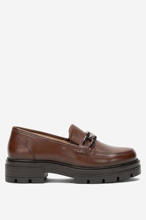 Kadın Loafer Kalın Taban Tokalı Makosen Ayakkabı BR 44282 TABA