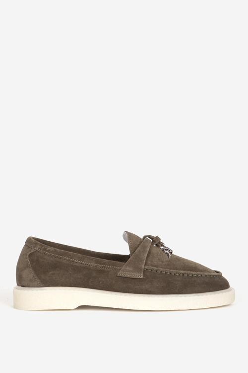Kadın Püsküllü Süet Deri Maskülen Loafer 2502 HAKİ
