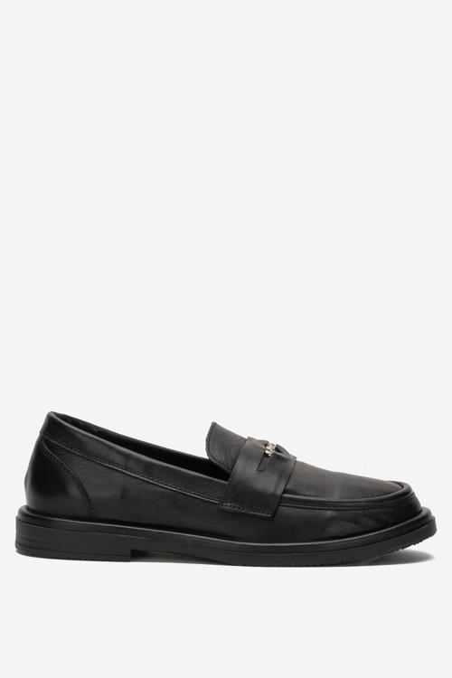 Kadın Kalın Taban Loafer Ayakkabı Gerçek Deri RC 40220 SİYAH