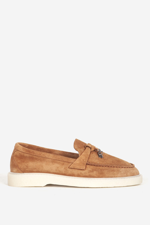 Kadın Püsküllü Süet Deri Maskülen Loafer 2502 TABA