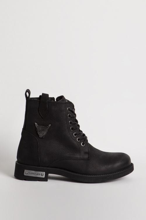 Erkek Kalın Taban Yıkama Nubuk Deri Bot HJ 102 15200M SİYAH