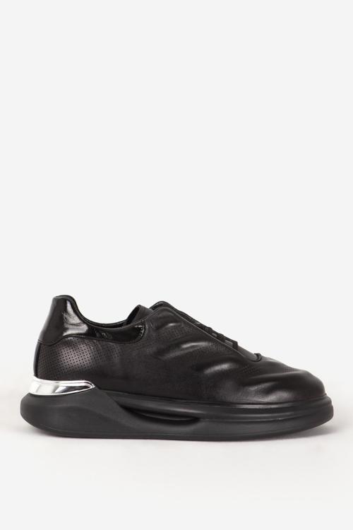 Erkek Yüksek Taban Bağcıklı Sneaker Ayakkabı MC 17387 SİYAH