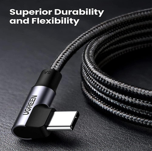 Ugreen Type-C to Type-C 100W 5A Örgülü 90 Derece Şarj Kablosu 1 Metre 7