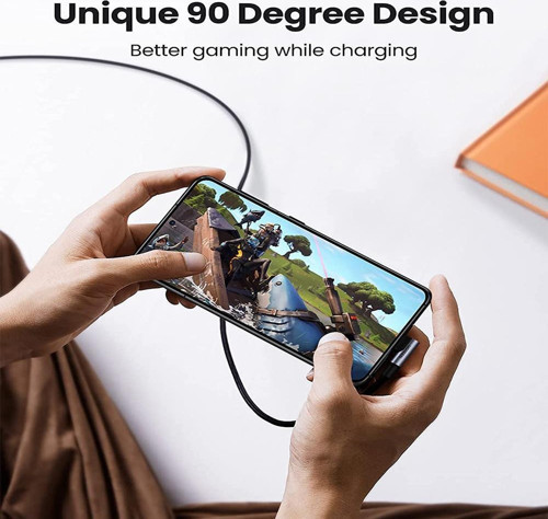 Ugreen Type-C to Type-C 100W 5A Örgülü 90 Derece Şarj Kablosu 1 Metre 3