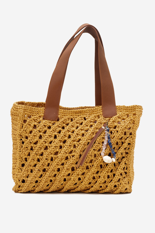 Kadın Hasır Handmade Bohem Kol Çantası ZY 25015 KAHVERENGİ