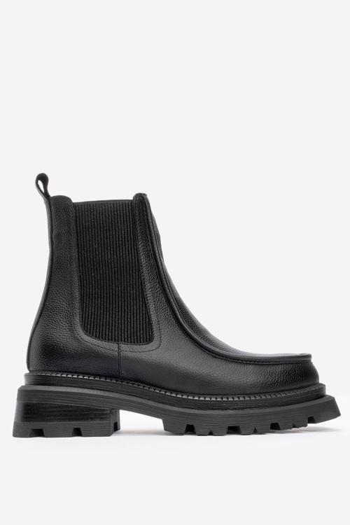 Kadın Kalın Taban Casual Chelsea Bot Gerçek Deri RC 37509 SİYAH