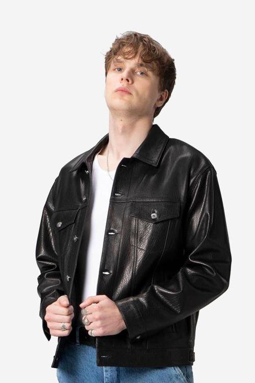 Sidney Erkek Jumbo Spor Hakiki Deri Ceket SİYAH