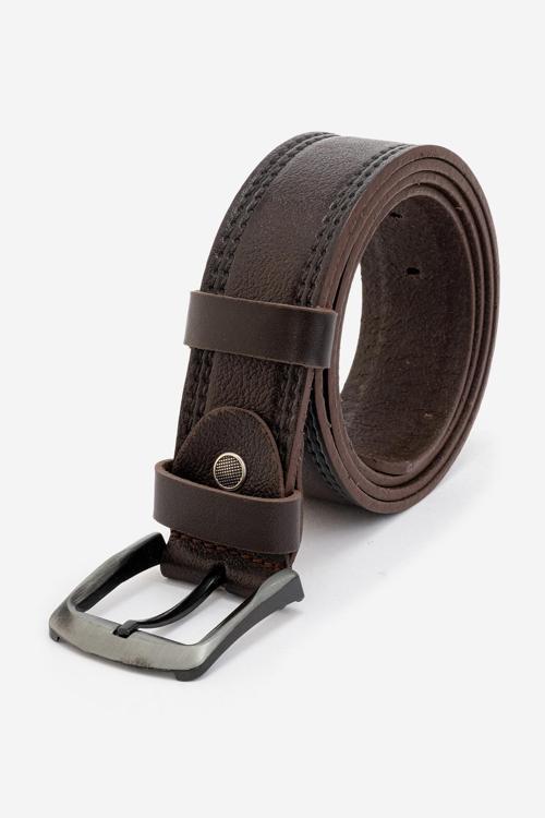 Erkek Hakiki Deri 4cm Dikişli Spor Kemer 515 KAHVERENGİ