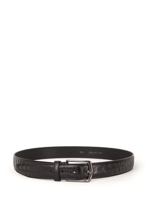 Hakiki Deri 3.5cm Erkek Kroko Klasik Kemer 508 SİYAH
