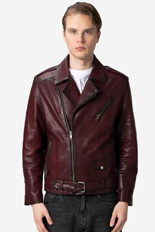 JOKER JUMBO Gerçek Deri Erkek Mont BORDO