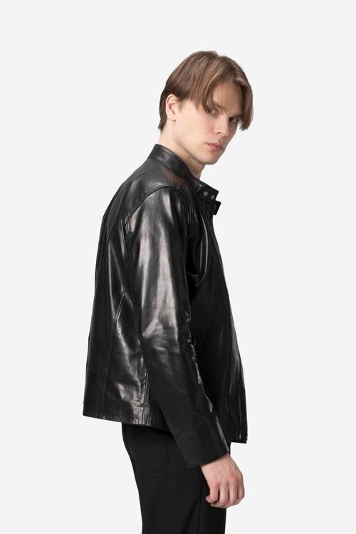 Mercier Erkek Hakim Yaka Vejetal Hakiki Deri Mont SİYAH