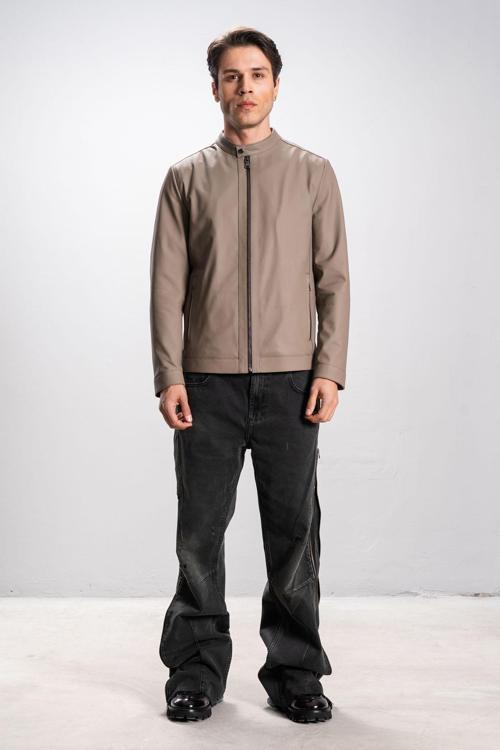 Ronaldo Tafta Gerçek Deri Erkek Ceket VİZON