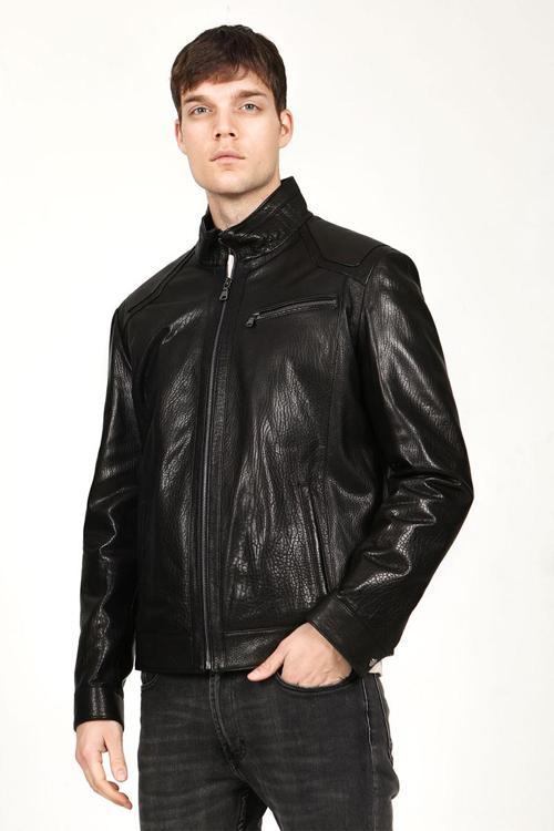 SDX2025 JUMBO Gerçek Deri Erkek Mont SİYAH