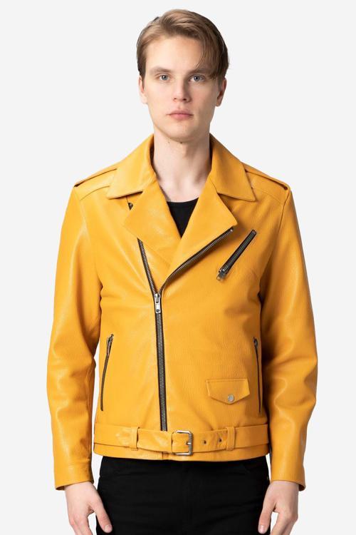 JOKER JUMBO Gerçek Deri Erkek Mont SARI