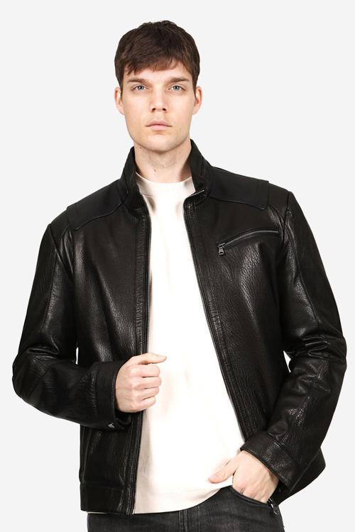 SDX2021 JUMBO Gerçek Deri  Erkek Mont SİYAH