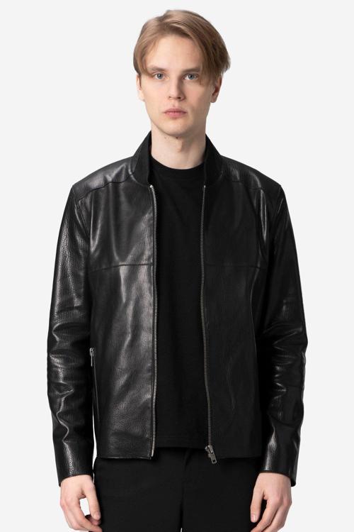 WM251 Erkek Jumbo Slim-Fit Hakiki Deri Mont SİYAH