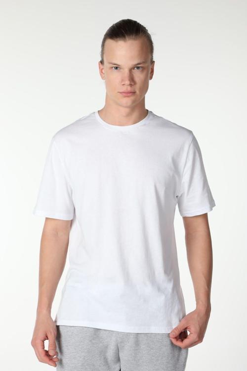Erkek Kısa Kollu Bisiklet Yaka Tişört Beyaz