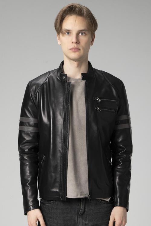 Nantes Erkek Hakim Yaka Slim Kesim Hakiki Deri Mont SİYAH