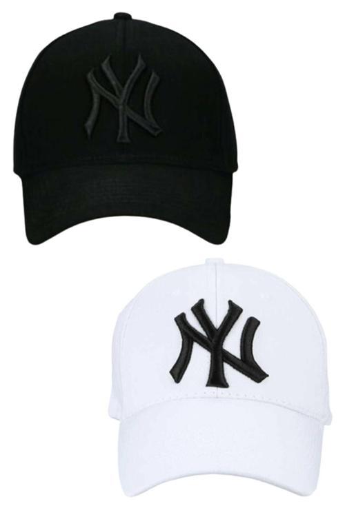 Unisex Ny Nakışlı Mavi Kep Şapka 2'Li Set