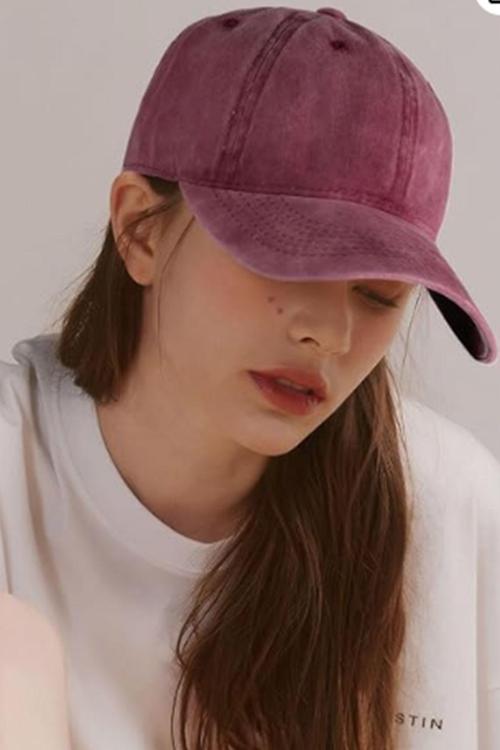 Unisex Yıkamalı Eskitme Bordo Kep Şapka