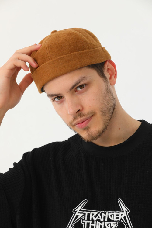 Kaşe Vizon Arkadan Ayarlı Retro Hip-Hop Takke Şapka
