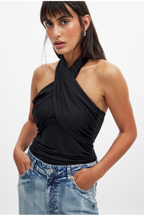 Kadın,Siyah, Bağlama Detaylı Bodysuit