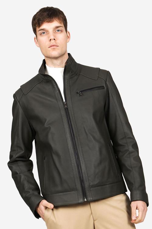 SDX2021 GUMMY Gerçek Deri  Erkek Mont YEŞİL