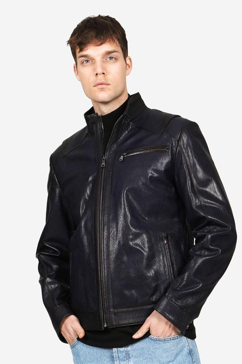 SDX2021 JUMBO Gerçek Deri  Erkek Mont LACİVERT