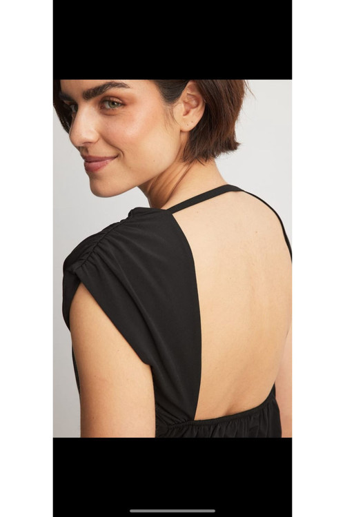 Kadın, Siyah, Sırt Dekolte , Jarse Crop Bluz .