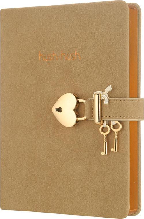 Hush Kilitli Not Defteri 160 Yaprak Çizgili Bej 1335 13x18 cm