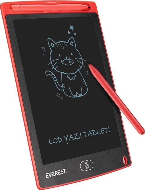 EV-DY100 8,5" Kırmızı Tek Tuşla Sil Dijital Yazı Tahtası Yazı Alanı 125x175mm