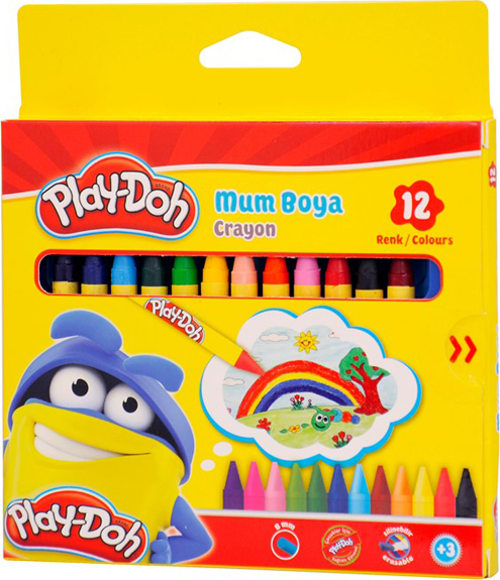 Crayon Mum Boya 12 Renk Karton Kutu 8 Mm Play-Cr004