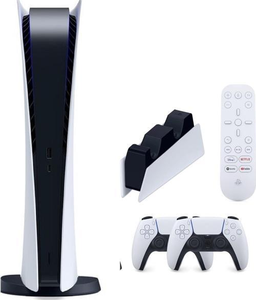 Playstation 5 Dijital ( İthalatçı garantili) + 2. Kol + Medya Kumandası + Şarj Istasyonu