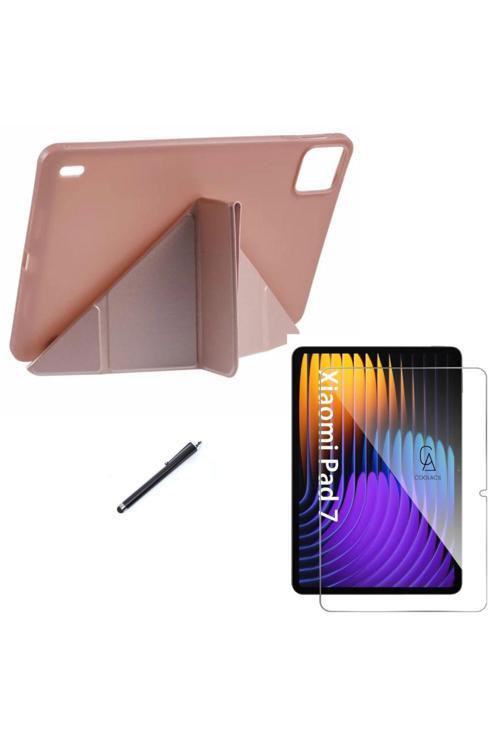 20068310 Xiaomi Pad 7 Pro 11.2 İnç Uyumlu Tri Fold Kalemlikli Tablet Kılıfı Ekran Koruyucu Kalem Seti