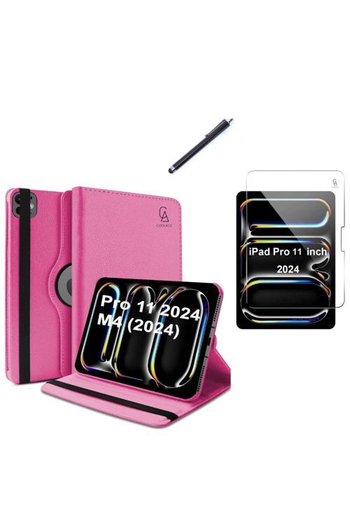 20068310 Apple İpad Pro 11 2024 M4 Uyumlu A2836 A2837 Dönebilen Tablet Kılıfı + Ekran Koruyucu + Tablet Kalem