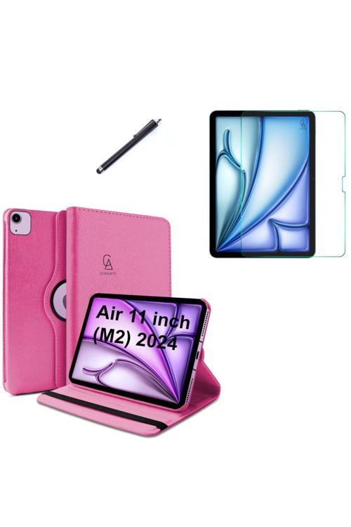 20068310 İpad Air 11 2024 (A2902-A2903) M2 Dönebilen Tablet Kılıfı + Ekran Koruyucu + Tablet Kalem