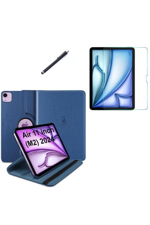 20068310 İpad Air 11 2024 (A2902-A2903) M2 Dönebilen Tablet Kılıfı + Ekran Koruyucu + Tablet Kalem
