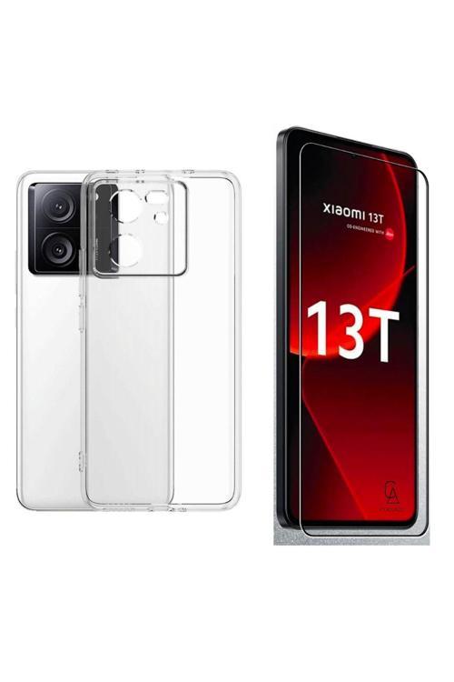 20068310 Xiaomi Mi 13T Uyumlu Kılıf Esnek Silikon Telefon Kılıfı Ve Temperli Cam Ekran Koruyucu