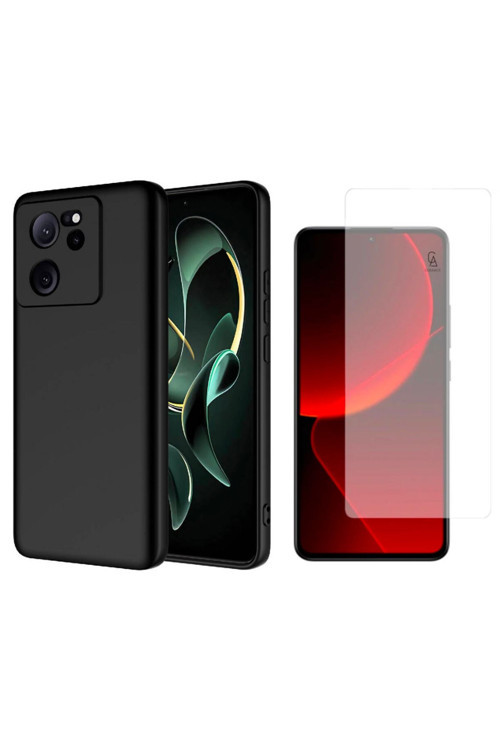 20068310 Xiaomi Mi 13T Pro Uyumlu Kılıf Esnek Silikon Telefon Kılıfı Ve Temperli Cam Ekran Koruyucu