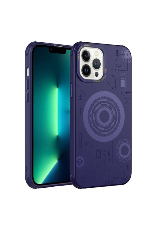 20068310 İphone 12 Pro Max Uyumlu Wireless Şarj Özellikli Teknoloji Serisi Lüks Telefon Kılıfı Kapak